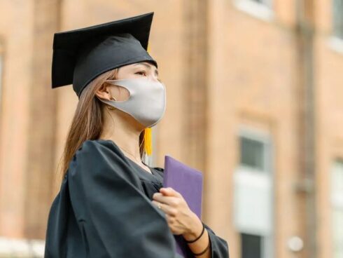College Graduate Wearing Face Mask